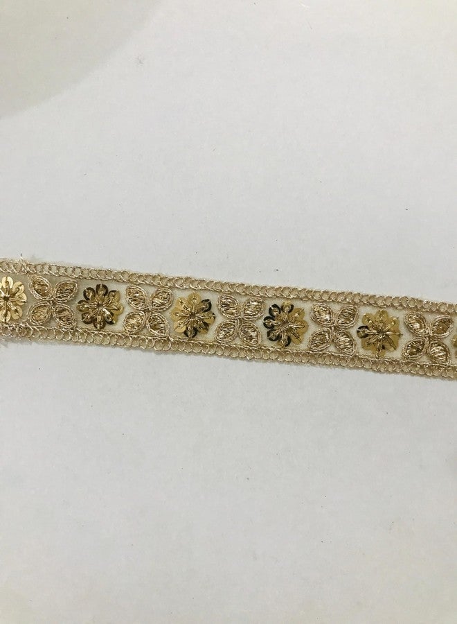 ANIDA Decorative Metallic Sequin Saree Border Trim, Golden,Traditional Indian Lace and Borders Material Gota Patti Lace for Saree, Dupatta, Blouse, Kurti & Other Dresses (Gold) - Image 2